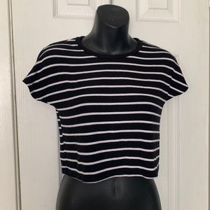 Black / White Striped Crop top